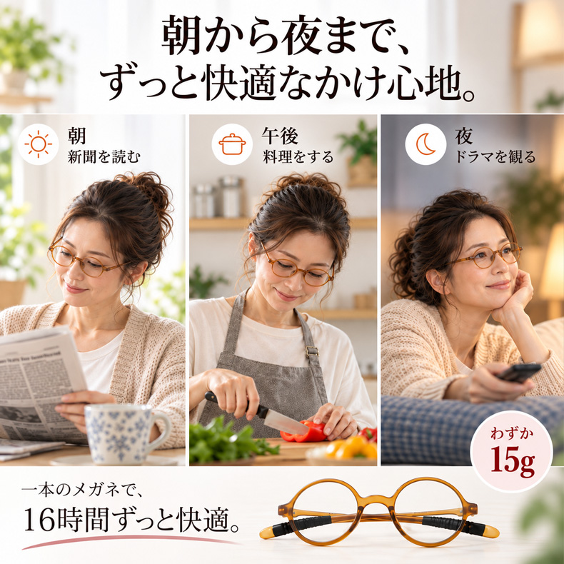 【500回落としても、無事でした】5.1g！レトロ風ラウンドフレームブルーライト老眼鏡 | 耳の痛み、鼻の跡、ずれ落ちるレンズ。今日で卒業です！