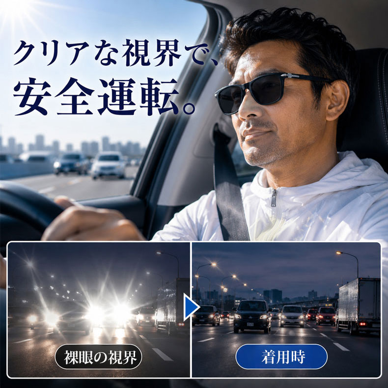 ビッグフレーム遠近両用多機能老眼鏡 | Square SunReader | Eterlens