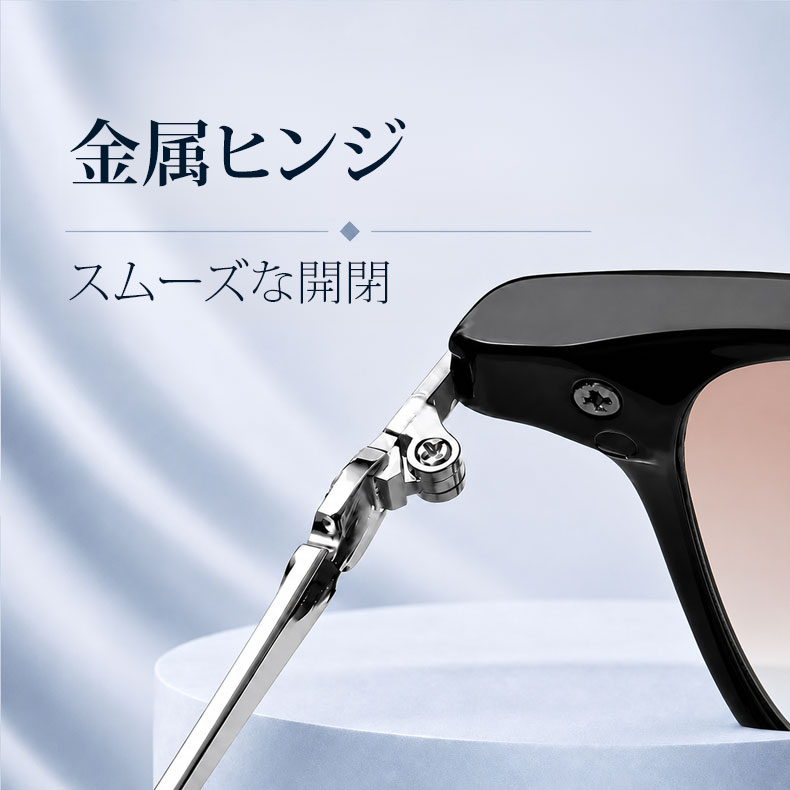 [MJ]【老眼鏡・サングラスの2in1】 1つのレンズで2つの機能を持つ遠近両用サングラス | UVカット ウェリントン ブラック×ゴールドおしゃれなデザイン