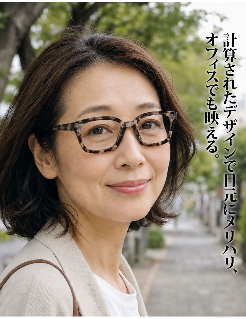 Eterlens 知性の窓 | ブルーライトカット老眼鏡ビッグフレームウェリントン型-White tortoise shell 商品説明画像 2