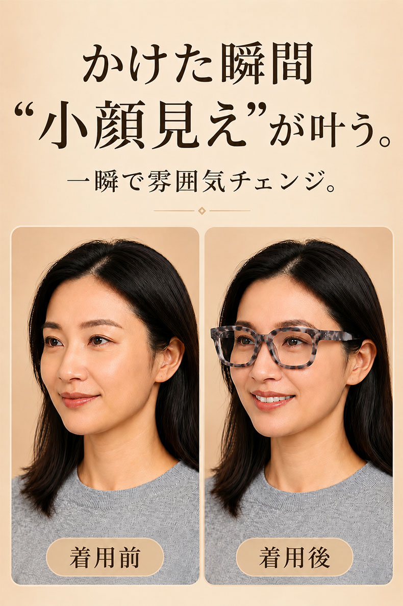 Eterlens 知性の窓 | ブルーライトカット老眼鏡ビッグフレームウェリントン型-White tortoise shell 商品説明画像 4