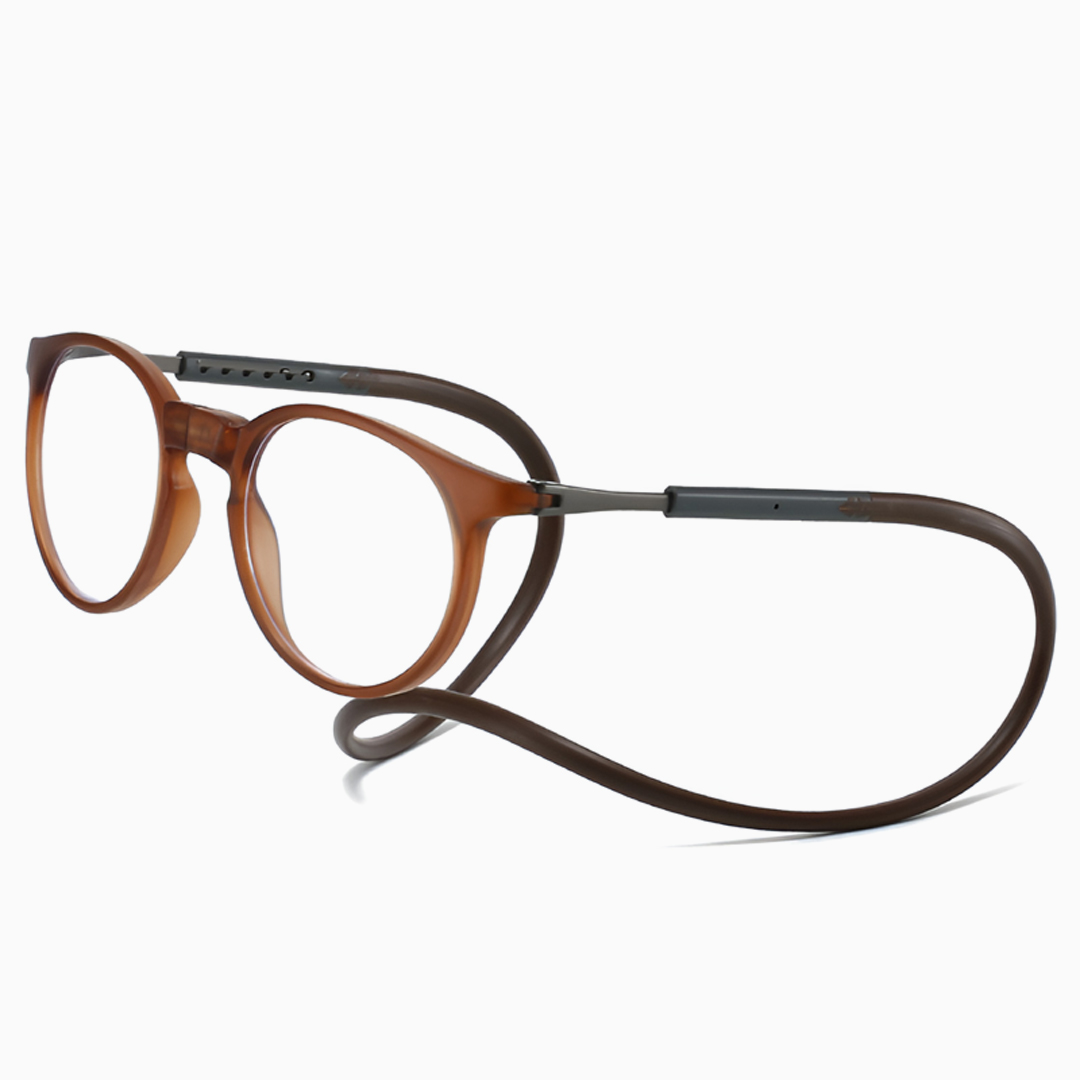 【レトロなラウンド型・若々しい印象】Eterlens｜首掛け磁石式リーディンググラス｜UV・ブルーライトカット