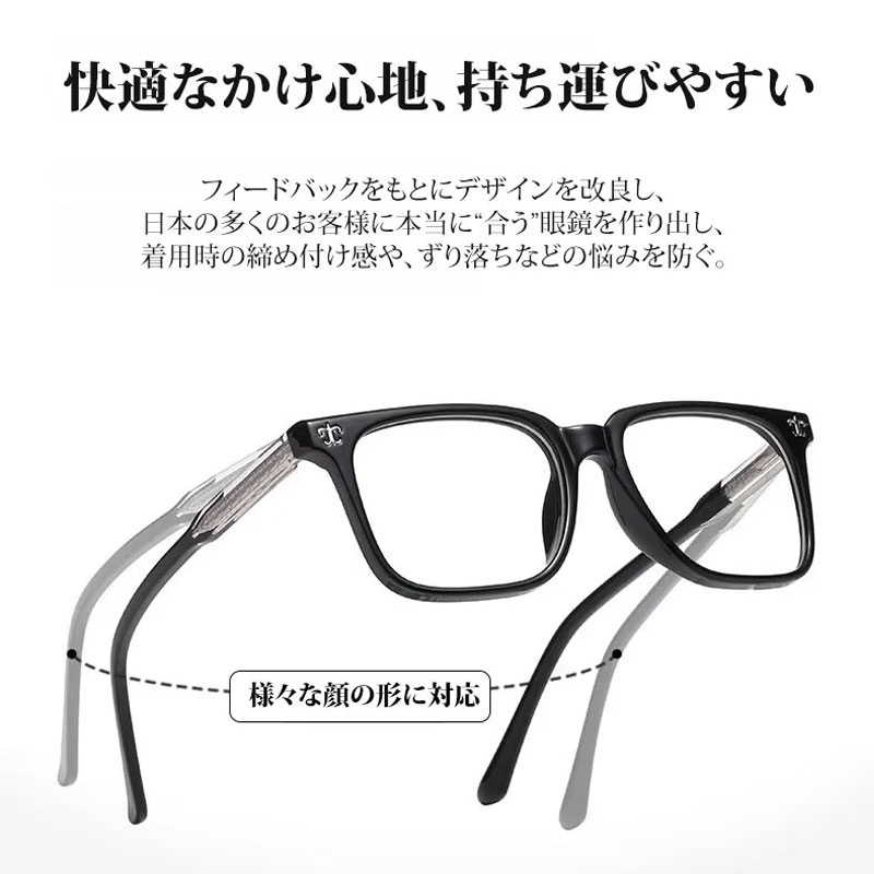 【調光・遠近両用】Eterlens 色が変わる老眼鏡｜大きなスクエア型｜芯張りテンプル｜アセテート｜ブルーライトカット 紫外線対策 ユニセックス - 商品画像 8/11 (Square Progressive)