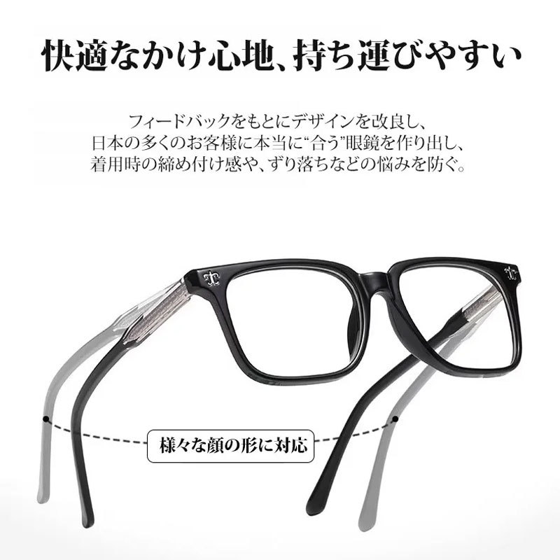 【調光・遠近両用】Eterlens 色が変わる老眼鏡｜大きなスクエア型｜芯張りテンプル｜アセテート｜ブルーライトカット 紫外線対策 ユニセックス
