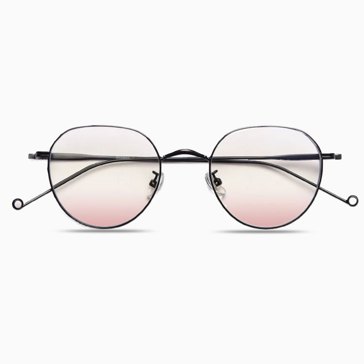 Eterlens|ゴールドリムチークカラーレンズメガネ|小顔効果ブルーライトカット|レトロクラシック