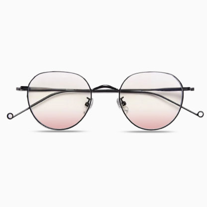 Eterlens|ゴールドリムチークカラーレンズメガネ|小顔効果ブルーライトカット|レトロクラシック