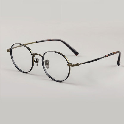 Eterlens | レトロ風フルリムチタンメガネ |  控えめながら上質感漂う