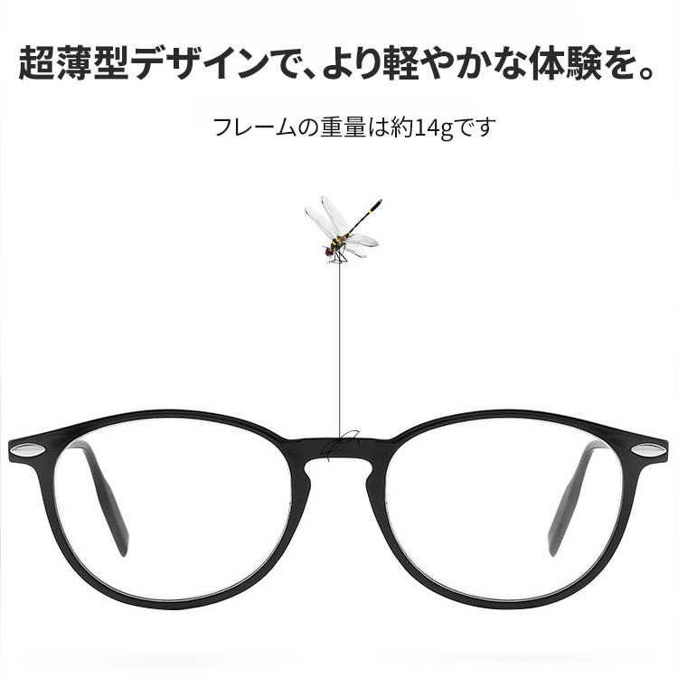 Eterlens|超薄型ケース付きラウンド老眼鏡|ブルーライトカット