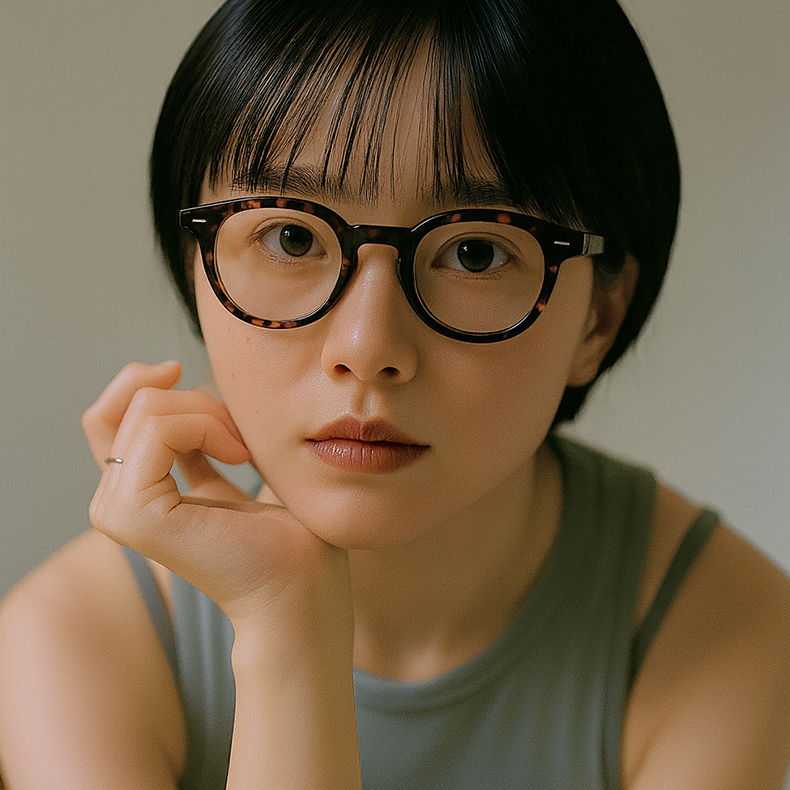 Eterlens | 極厚アセテート【Retro-Bold】| 艶めくべっこう柄ビッグフレーム | 輪郭を引き締める美顔効果 | メガネ・度付き・ブルーライト | 個性を宿す大人の贅沢 - 商品画像 7/10 (Round RxReady)