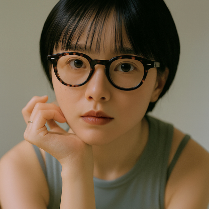 Eterlens｜レトロ風アセテート製小さめフレームメガネ｜クラシックな太セル