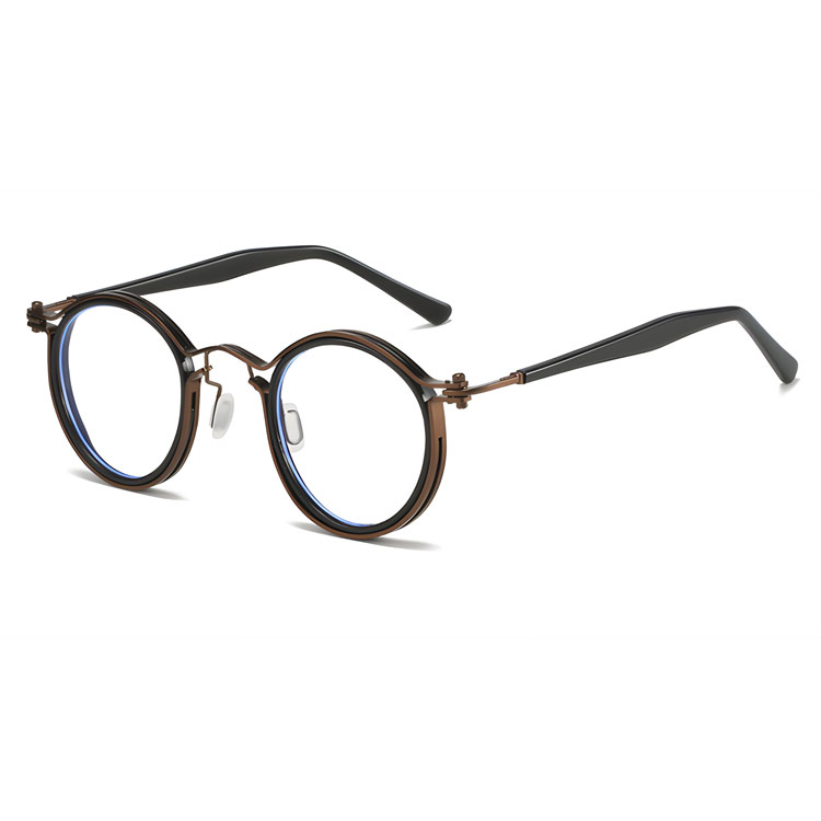 【話題のスタイル・異素材MIX】Eterlens 老眼鏡 おしゃれなラウンド型 | 軽量アセテート×メタル | 快適な掛け心地 | 度数豊富・ユニセックス - 商品画像 4/13 (Round BlueGuard)