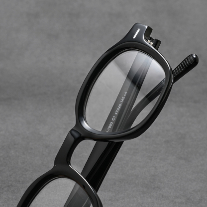 Eterlens｜レトロ風アセテート製小さめフレームメガネ｜クラシックな太セル