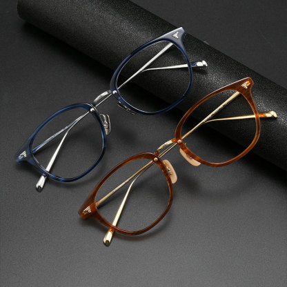 Eterlens|クラシックなボストン型アセテートチタンメガネ|メタルブリッジ|オーダーメイド