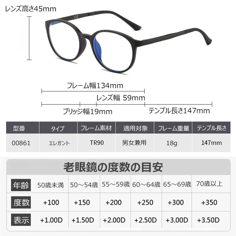 Eterlens ラウンドフレームブルーライトカット老眼鏡-Eterlens