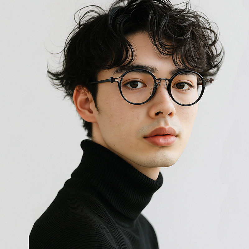 【話題のスタイル・異素材MIX】Eterlens 老眼鏡 おしゃれなラウンド型 | 軽量アセテート×メタル | 快適な掛け心地 | 度数豊富・ユニセックス - 商品画像 3/13 (Round BlueGuard)