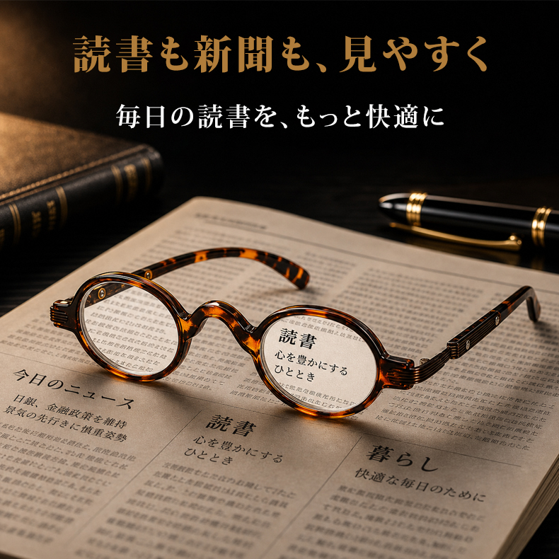 【ヴィンテージ風・オーバル型】Eterlens｜レトロなオーバルフレーム｜21g軽量PC素材｜ブルーライトカット老眼鏡｜書道や読書におすすめ│落ち着いた印象を演出