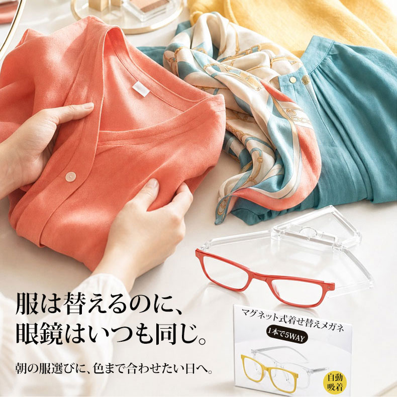 【本体1本＋着せ替えフロント5枚付き】Eterlens｜クリアビッグフレーム＆マグネット式着せ替えフロント｜約3秒で印象チェンジ｜1本分の予算で全カラーを楽しめる 商品画像 4