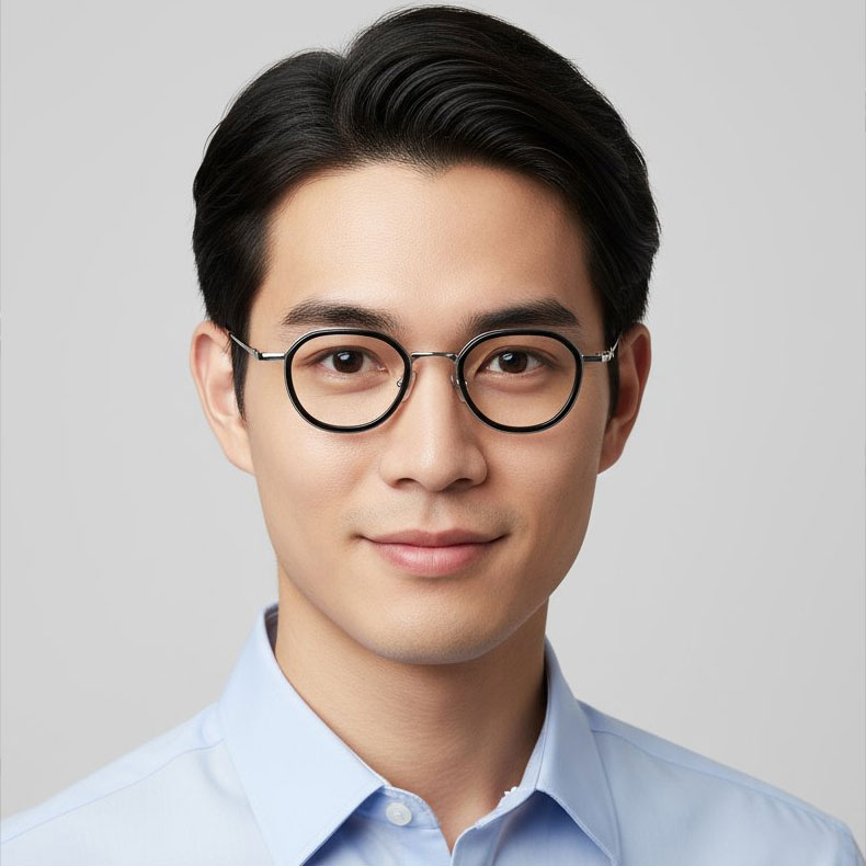 Eterlens | 12.5g  チタン+アセテート縁取り二重構造レトロ風メガネ | 贅沢な工芸 | オーダーメイド