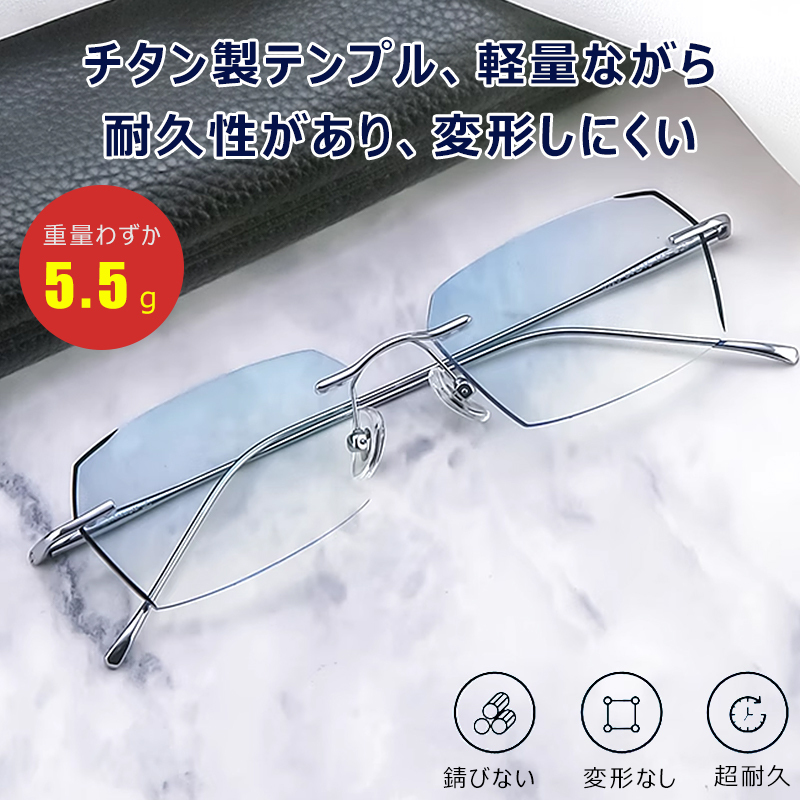 Eterlens 超軽量リムレスブルーライトカット老眼鏡-Eterlens