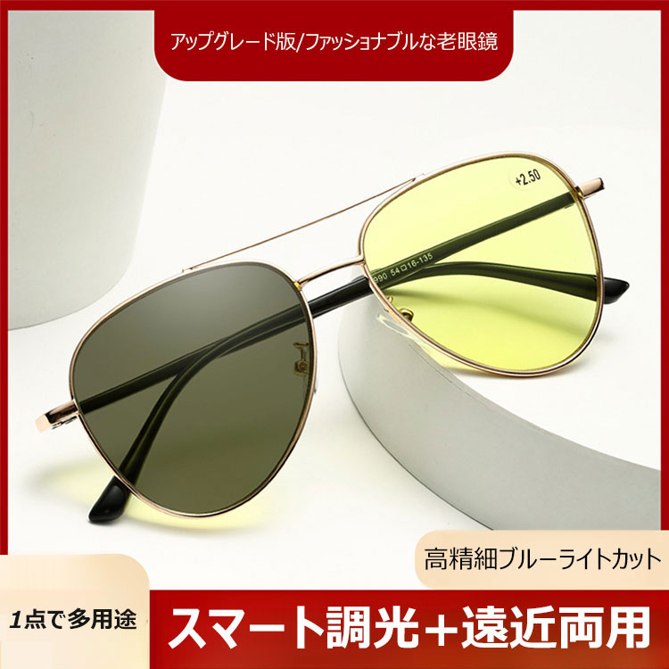 Eterlens 究極の安全運転メガネ"ROAD-GUARDIAN"【ロード・ガーディアン】| 眩しさを抑え、あなたの目を守る。| 遠近両用・夜間運転対応 - 商品画像 2/13 (Aviator SunReader)