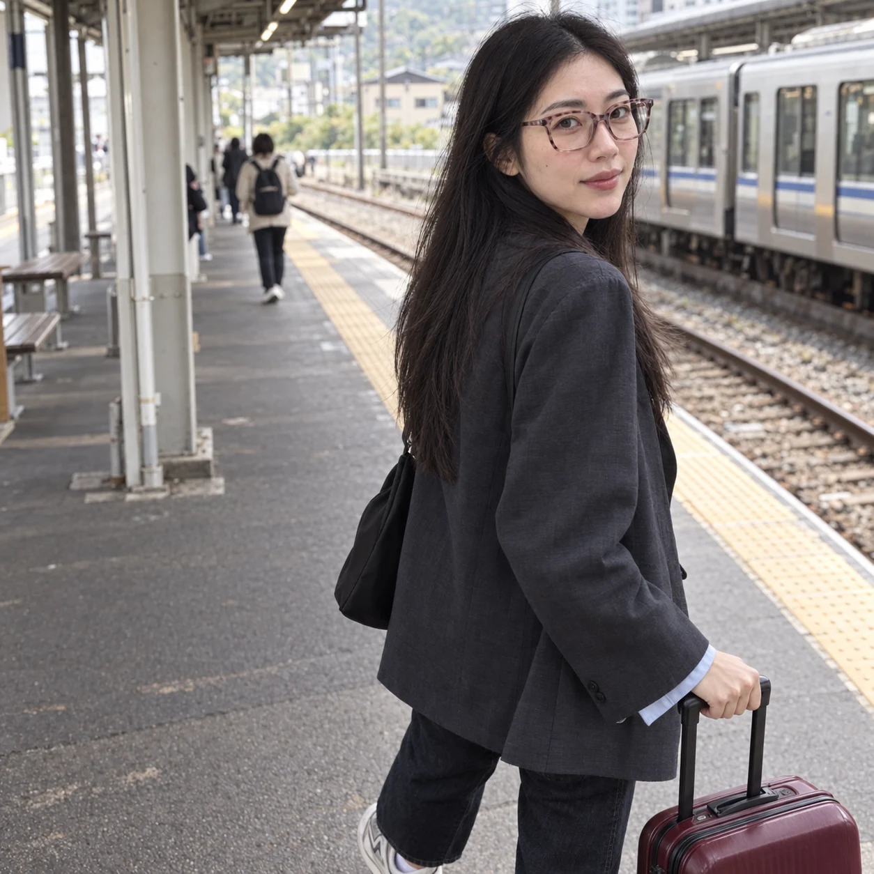 火曜日、同じモデルによる駅旅・シティのメガネコーディネート