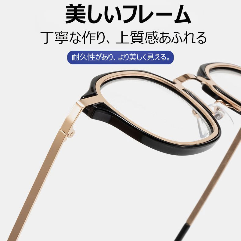 Eterlens レトロ風ラウンドフレームブルーライトカットメガネ-Eterlens