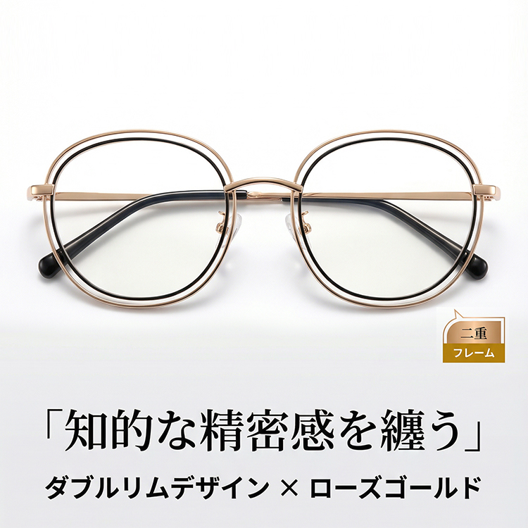 【レトロモダン・小顔効果】Eterlens オーダーメイドメガネ ラウンド型 | 軽く丈夫なチタン合金フレーム | 度付き対応・ブルーライトカット・男女兼用