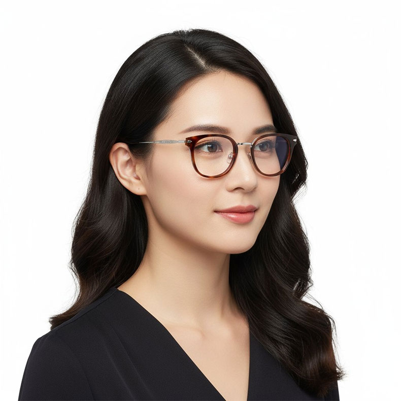 【職人の技が光る一本】| Eterlens 16.5g フルリムチタンメガネ| デザイナーコレクションスクエア型 | チタン鼻パッド | 老眼鏡 度付き - 商品画像 7/14 (Round Progressive)