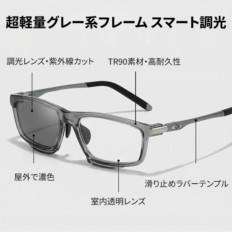 【調光・遠近両用】Eterlens 老眼鏡 おしゃれ スクエア | スマート調光・ブルーライトカット | スポーティデザイン・アウトドア兼用 - 商品画像 4/20 (Round Progressive)