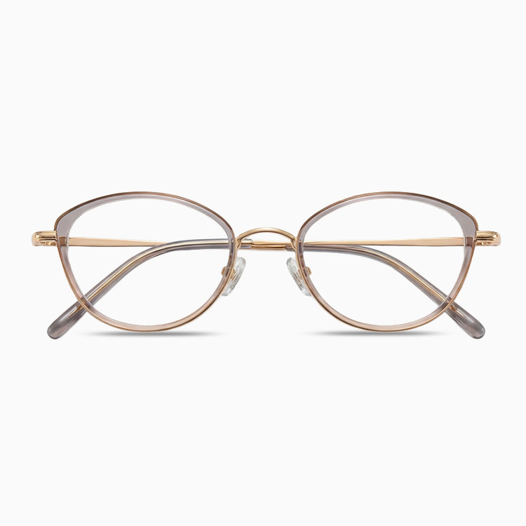 Eterlens｜純チタン＋TR超軽量キャットアイメガネ｜度付き対応｜さりげない小さめカーブ｜すっぴんでも肌映え