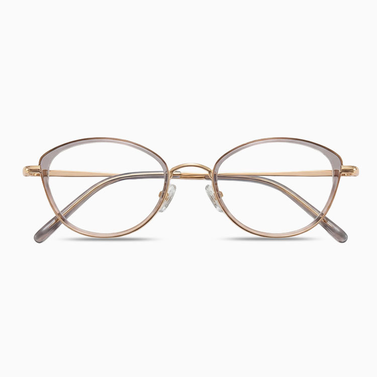 Eterlens｜純チタン＋TR超軽量キャットアイメガネ｜度付き対応｜さりげない小さめカーブ｜すっぴんでも肌映え