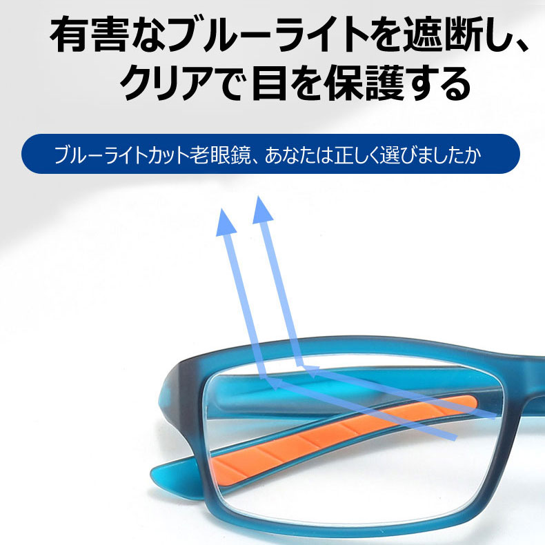 Eterlens GRAVITY スポーツタイプのブルーライトカット老眼鏡 - 商品画像 5/12 (Square BlueGuard)