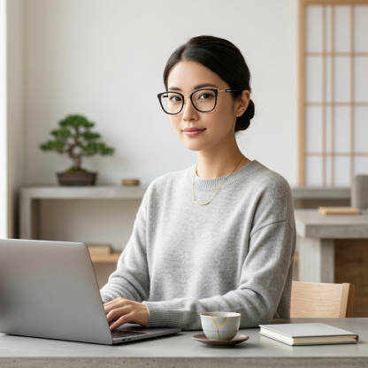 Eterlens-鯖江風軽やかなボストン型メガネ