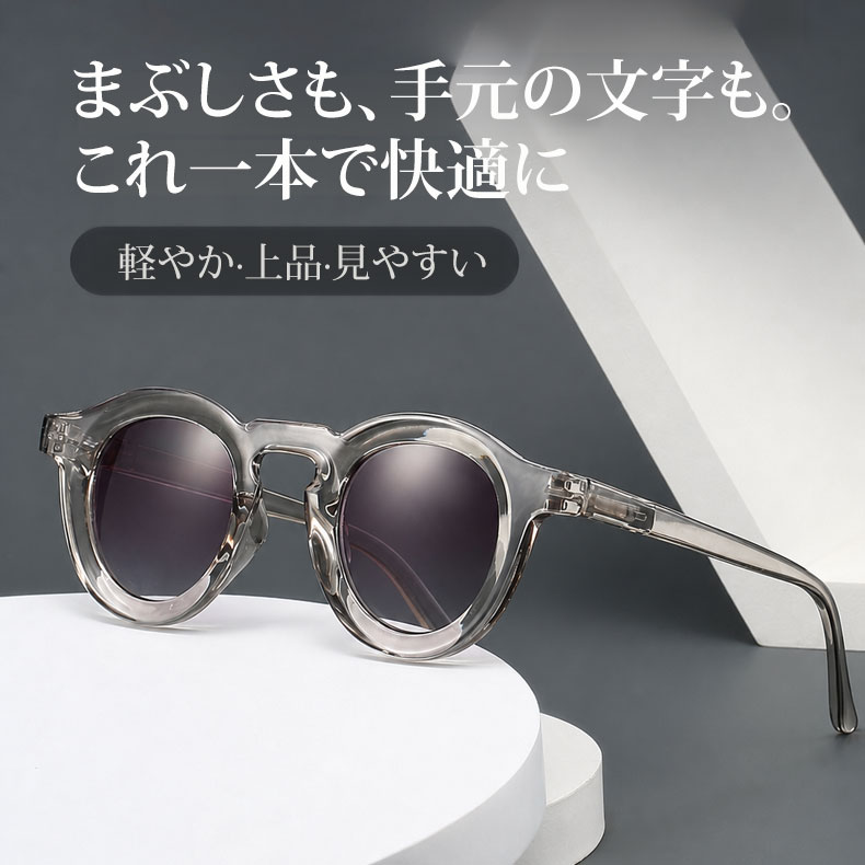 【時の円環・クリアな視界】 Eterlens｜昭和レトロ風ラウンド型リーディンググラス・サングラスの2in1｜偏光機能と文字の見やすさを両立