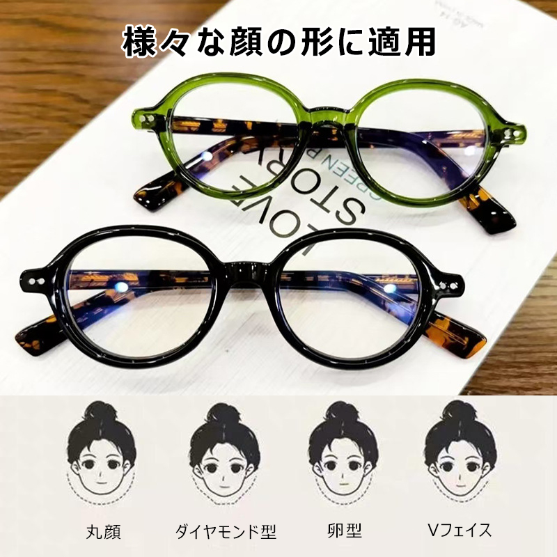 Eterlens「彩（いろどり）」— 知性を彩る、お顔を明るく見せる透き通るようなカラー。老眼鏡に見えない、洗練されたデザイン|TR軽量レトロ眼鏡| - 商品画像 4/8 (Round BlueGuard)