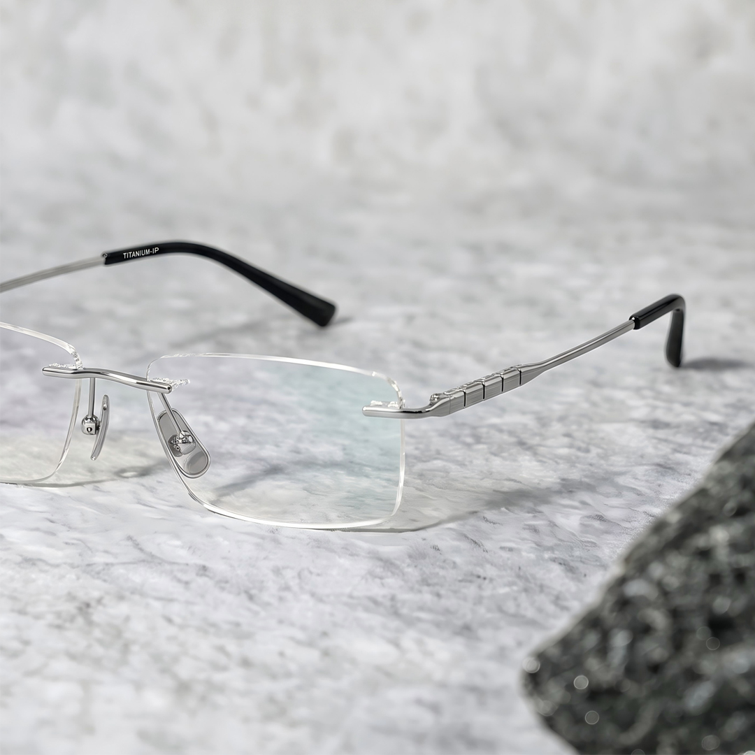 【軽やかな掛け心地】Eterlens 約10g 純チタン リムレスメガネ｜ブルーライトカット｜UVカット