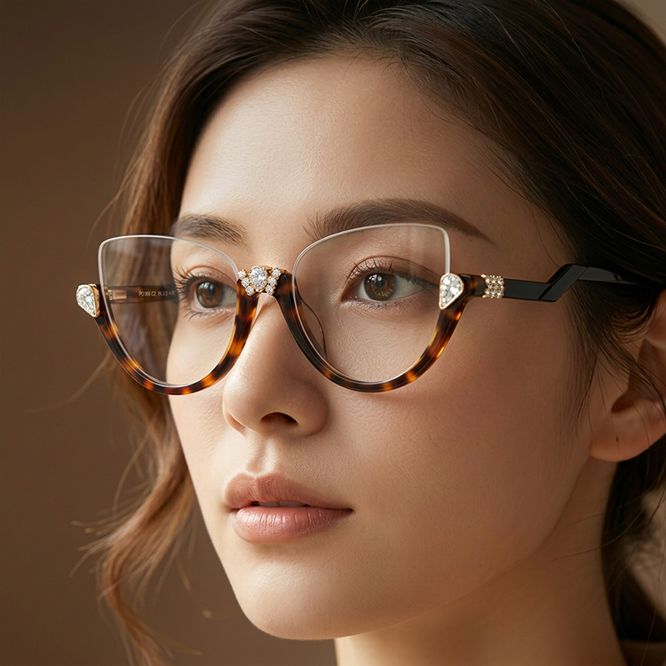 【小顔効果・高級感溢れる】Eterlens キャットアイ型メガネ｜上質素材フレーム｜度付き対応・ブルーライトカット｜レディース - 商品画像 5/8 (CatEye RxReady)