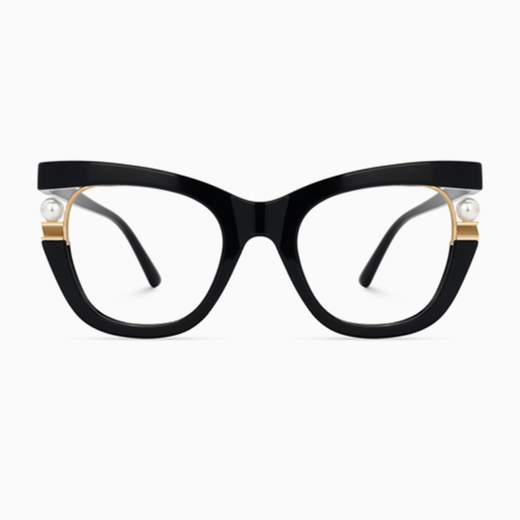 Eterlens-個性的なパール付きキャットアイメガネ