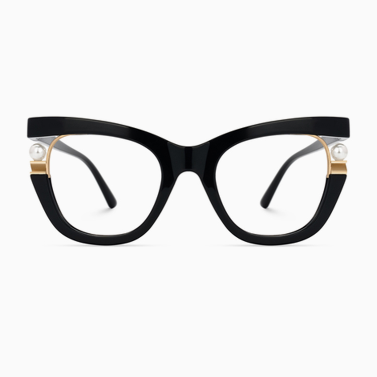 Eterlens-個性的なパール付きキャットアイメガネ