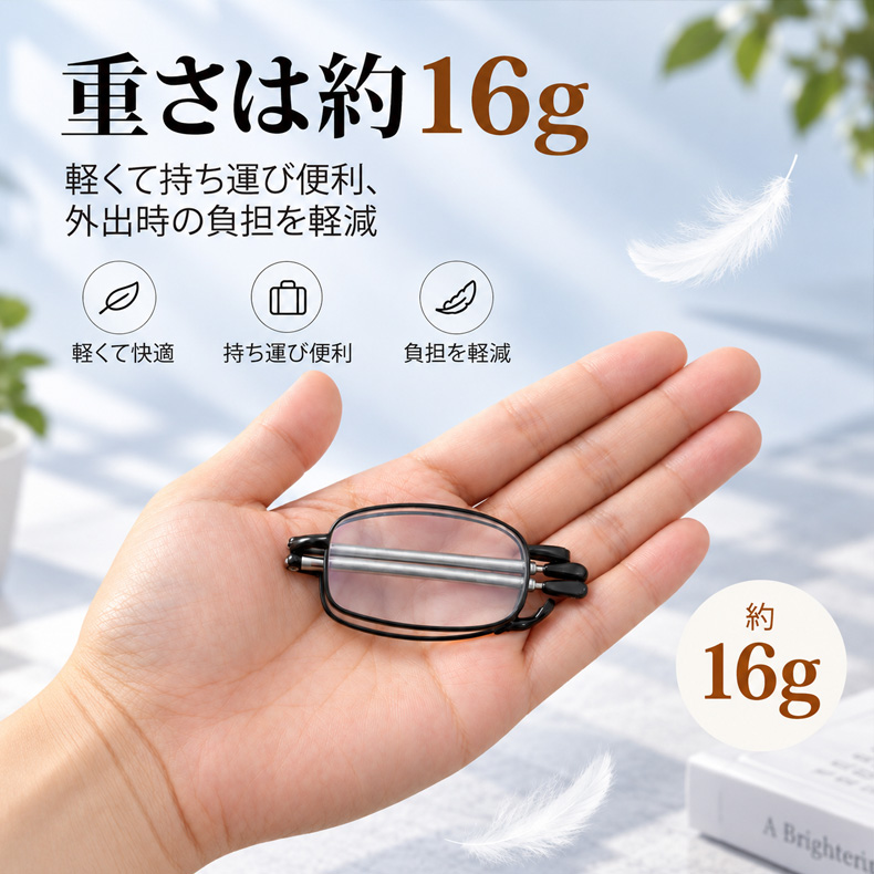 【車のキーほどのコンパクトサイズ】 Eterlens 超小型 折りたたみリーディンググラス │ ブルーライトカット対応 │スマホ・PC用 男女兼用