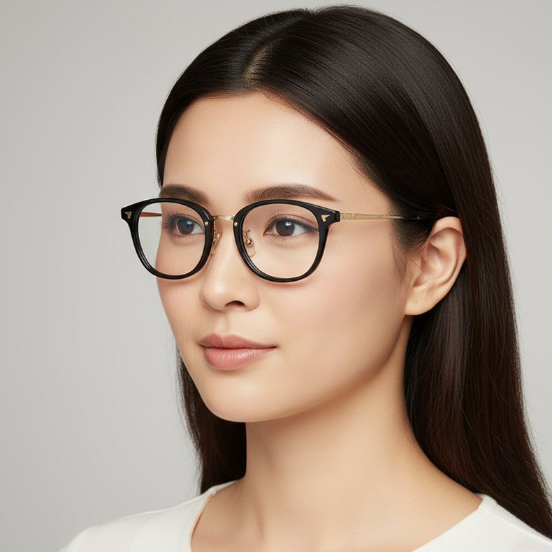 Eterlens|クラシックなボストン型アセテートチタンメガネ|メタルブリッジ|オーダーメイド