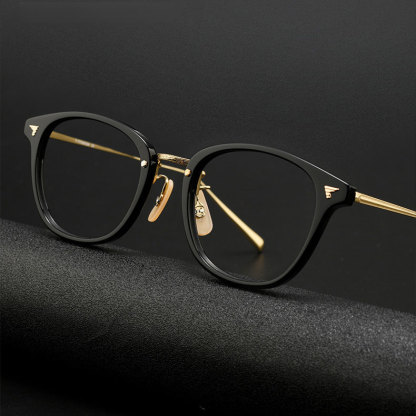 Eterlens|クラシックなボストン型アセテートチタンメガネ|メタルブリッジ|オーダーメイド