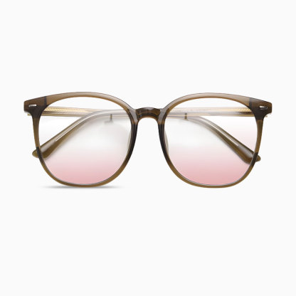 Eterlens | ビッグフレームチークカラーレンズメガネ|小顔効果ブルーライトカット | すっぴんに映える