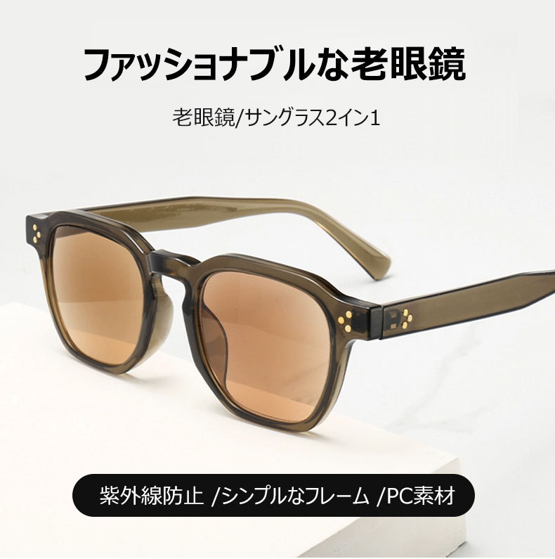 Eterlens老眼鏡｜2イン1紫外線防止｜大きななフレーム|シンプルかつエレガント｜PC素材-Eterlens
