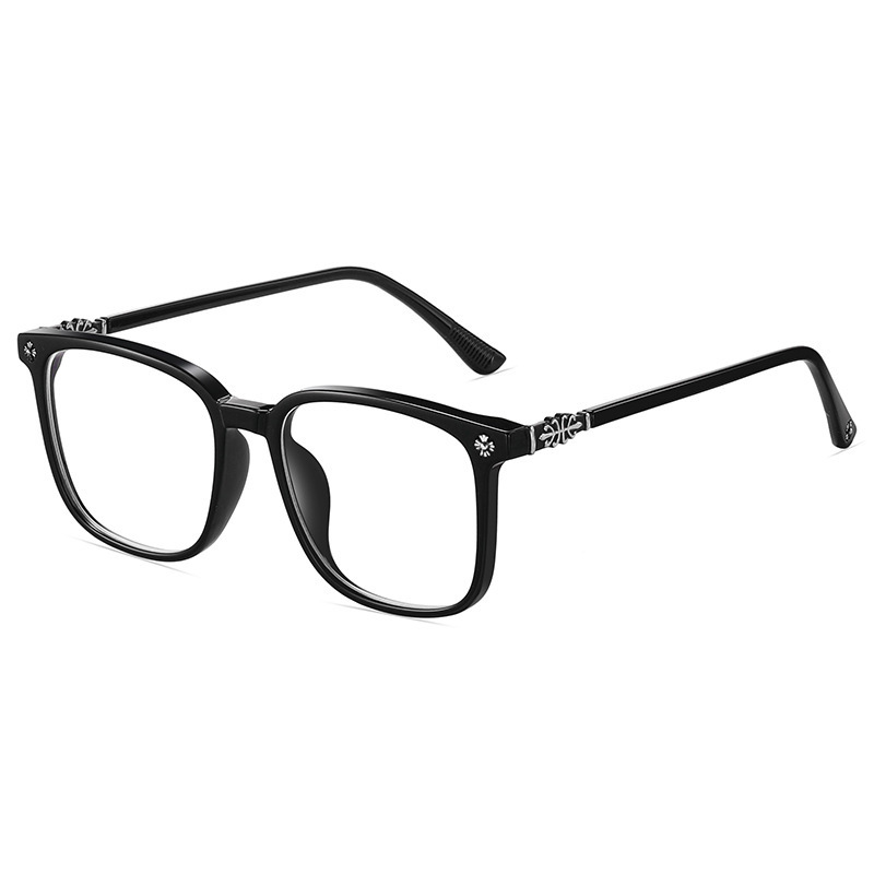 【シルバー彫刻×ビッグウェリントン型】Eterlens｜クロス＆唐草彫刻 リーディンググラス｜曇り止め・ブルーライトカット・遠中近対応｜調光レンズ｜顔まわりをすっきり見せる大きめフレーム