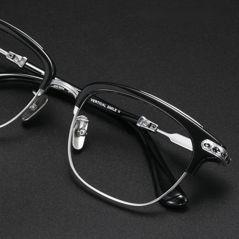 Eterlens | 上質なアセテートチタン製彫刻模様付きメガネ | クラシックレトロ | 丁寧な仕上げ