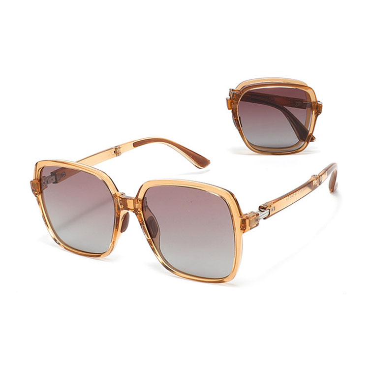 Eterlens | 大きめスクエアフレーム | グラデーションレンズ | 折りたたみ可能 UV400 サングラス