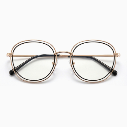 【レトロモダン・小顔効果】Eterlens オーダーメイドメガネ ラウンド型 | 軽く丈夫なチタン合金フレーム | 度付き対応・ブルーライトカット・男女兼用