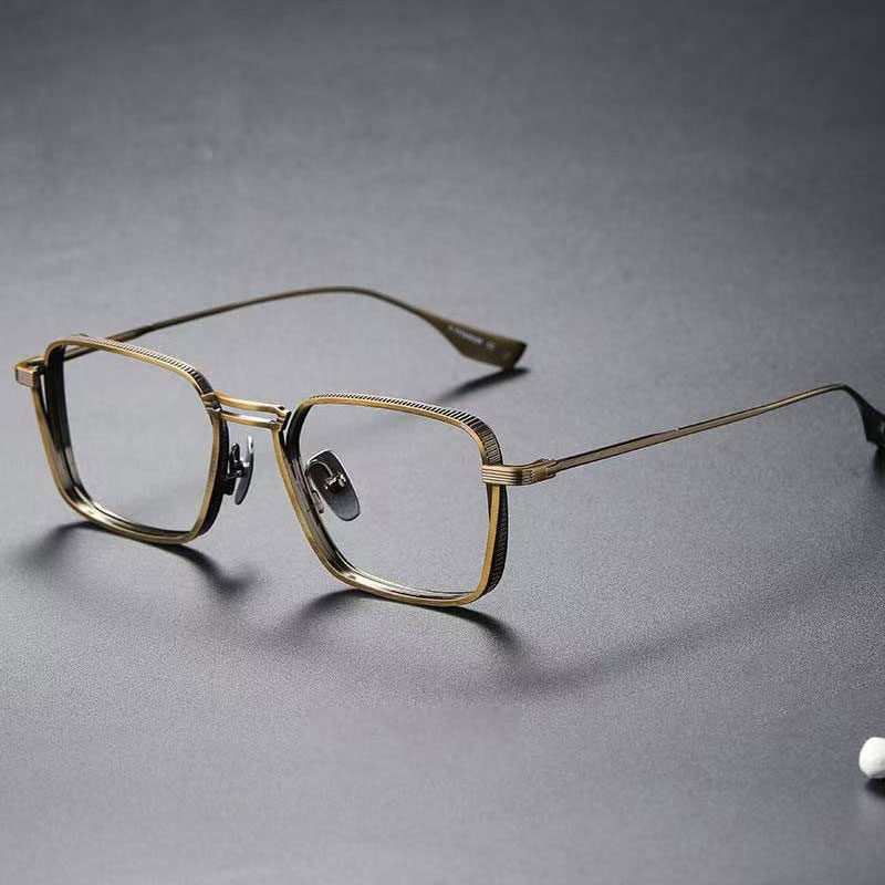 【調光・ブルーライトカット】Eterlens 老眼鏡 おしゃれ  かっこいい メンズ| 超軽量メタル UVカット 1本3役 | レトロ スクエア型 運転用サングラス