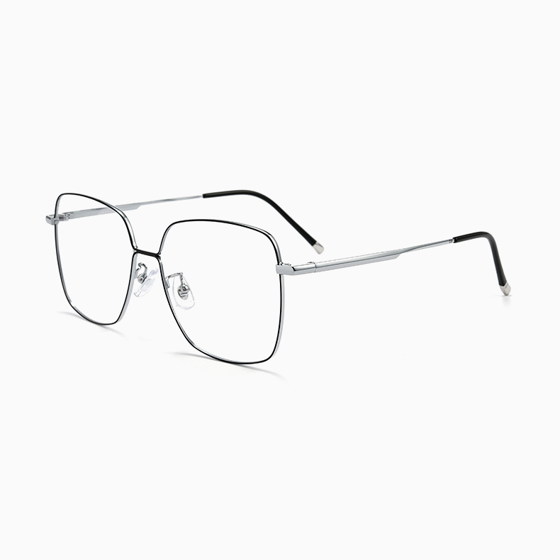 Eterlens｜ビジネス用ビッグフレームセミチタンメガネ｜度付き対応｜独特なデザイン感